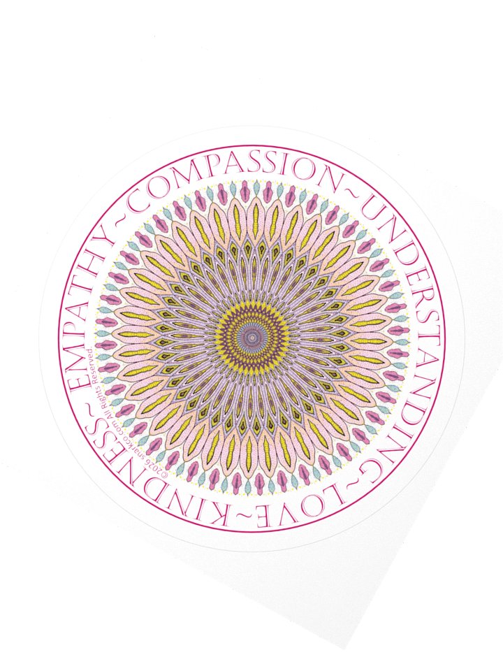 Mandala Kaleidoscope Stickers: Beautiful Burst Design Says: Empathy Compassion Understanding Love Kindness. product image (2)