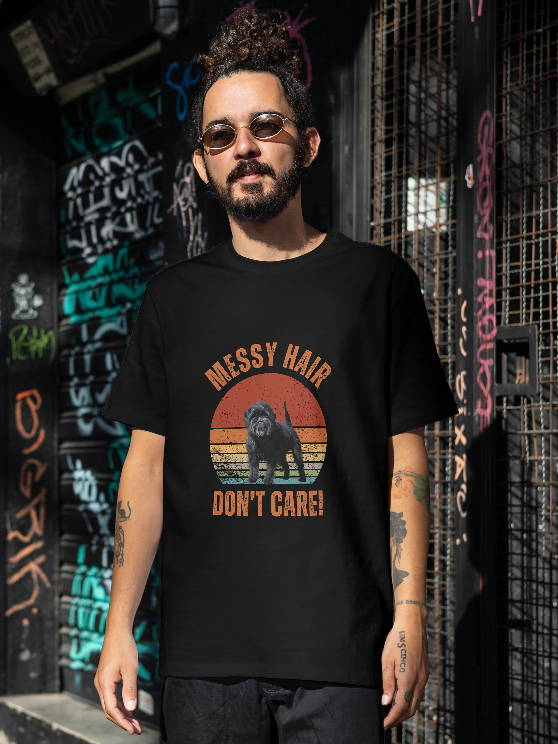 Messy Hair Don't Care! Retro Affenpinscher T-Shirt product image (4)