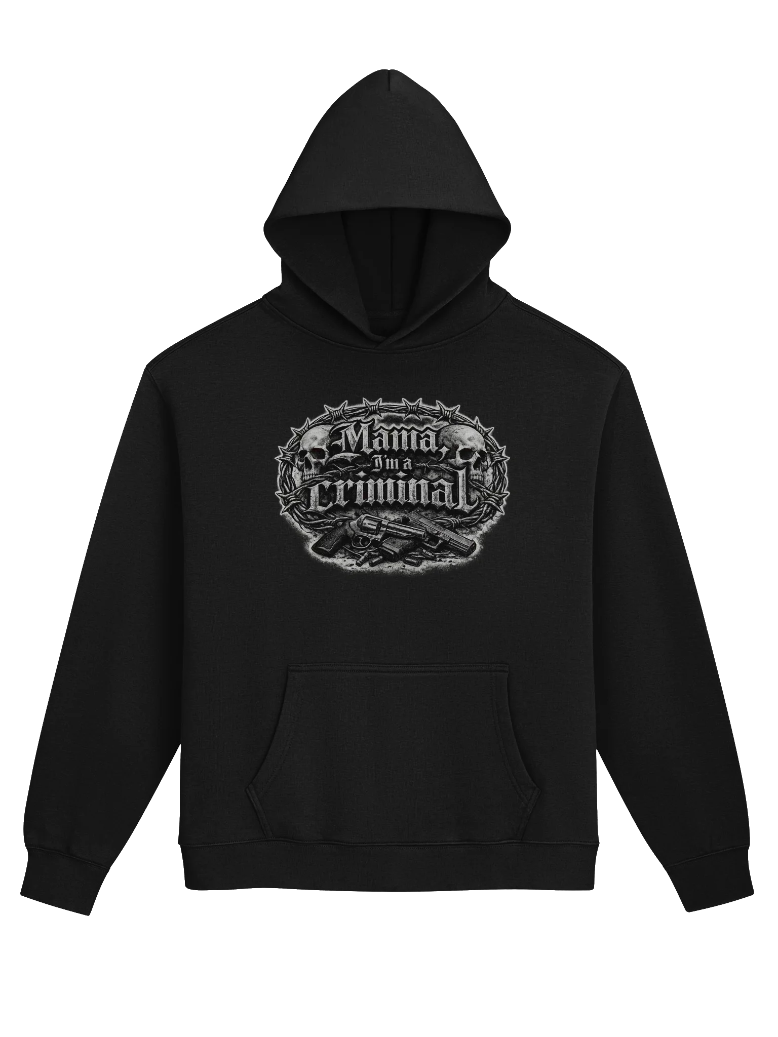 mama i'm a criminal premium hoodie black product image (1)