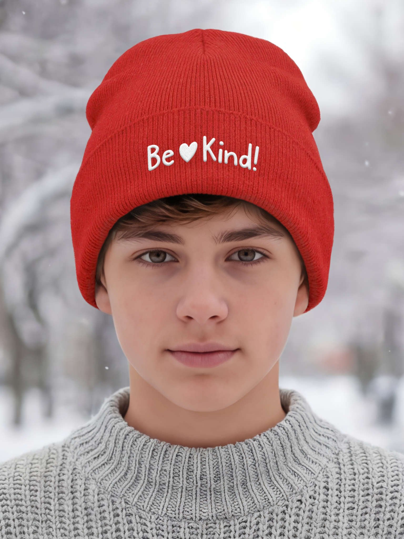 Be Kind! Embroidered Cuffed Beanie – Soft & Cozy Unisex Accessory for Everyday Elegance product image (4)