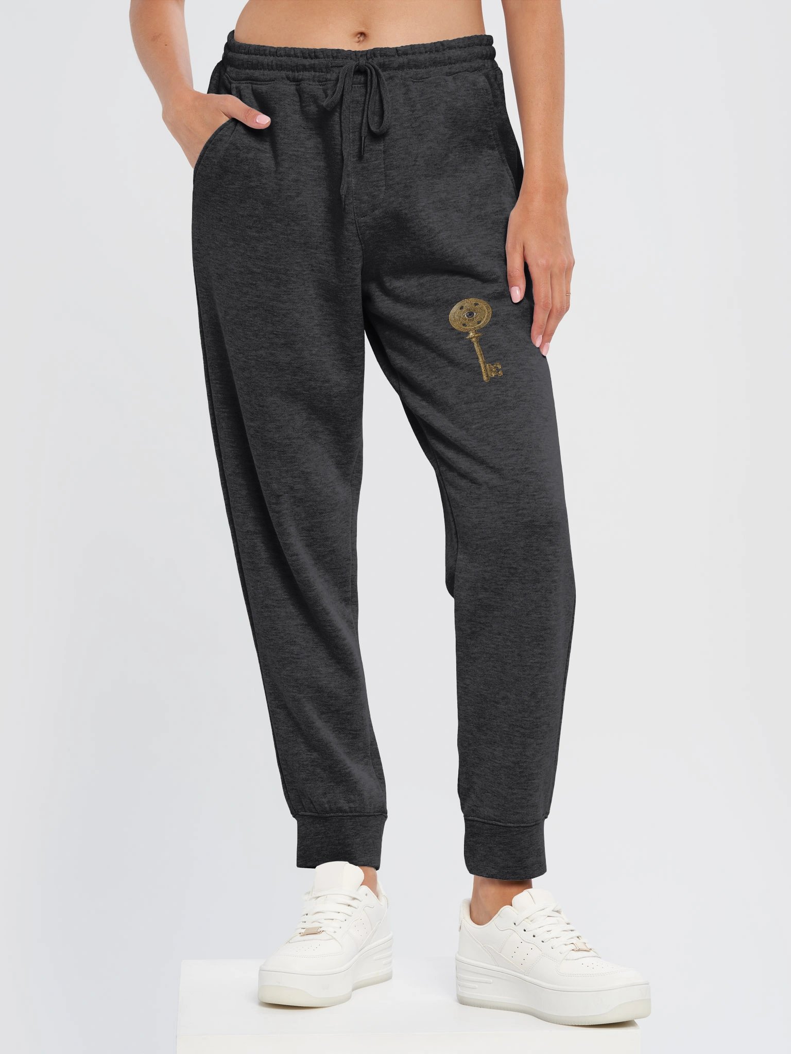 The Gatekeeper’s Key Midweight Fleece Pant – Front Thigh & Back Lower Leg Print | Black | product image (6)