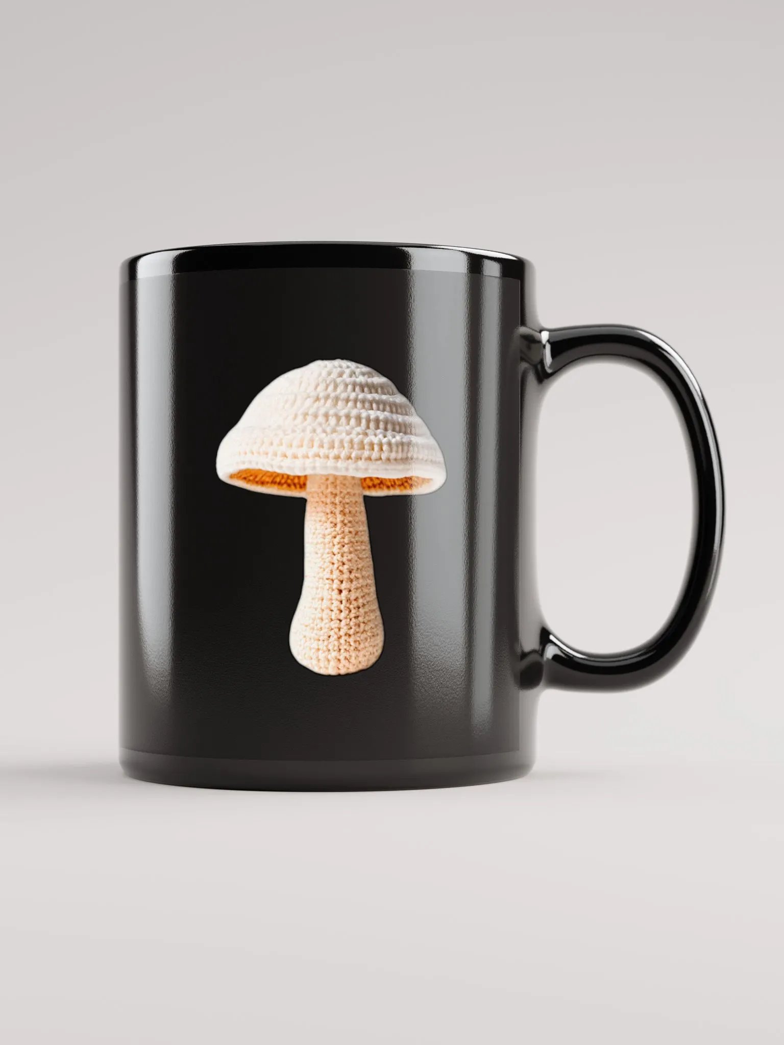 CozyAvocado Black Glossy Mug Crochet Mushroom #1 product image (1)