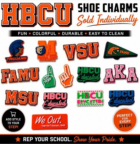 HBCU Shoe Charms currently on sale and perfect for Homecoming or just to show HBCU pride. Order yours today.

https://thefrug...