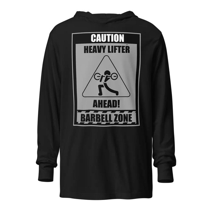 Caution Heavy Lifter Ahead Black/Gray Logo Hooded Tee product image (1)
