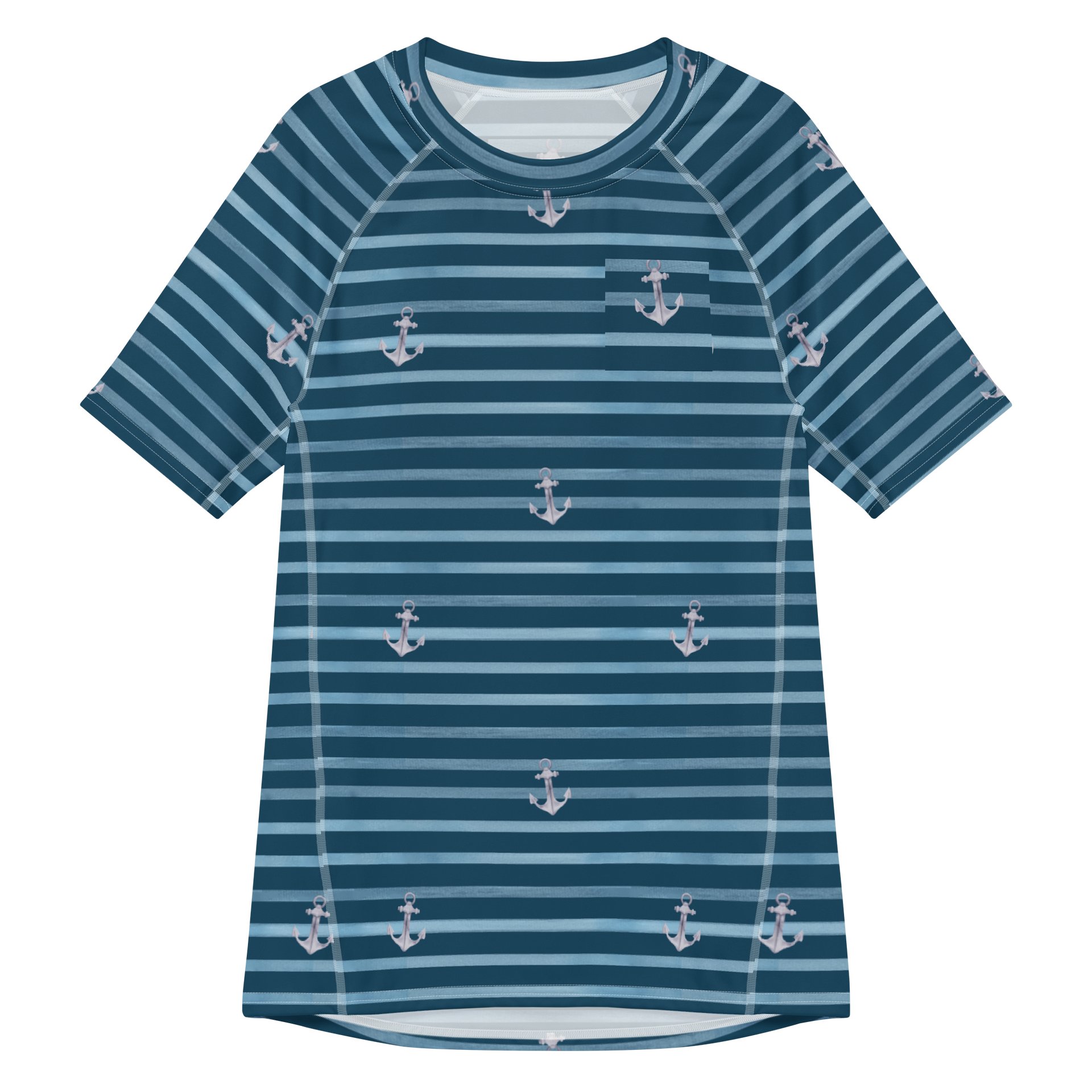 Nautical Men's Rash Guard in Maritime Stripes Pattern product image (1)