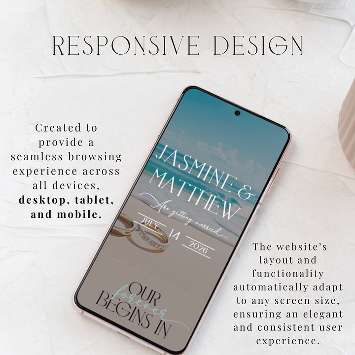 Beach Wedding Website Template | Coastal Ocean Theme | Editable Canva Template | Destination Wedding | RSVP Website | 5x7 Invite Included product image (2)
