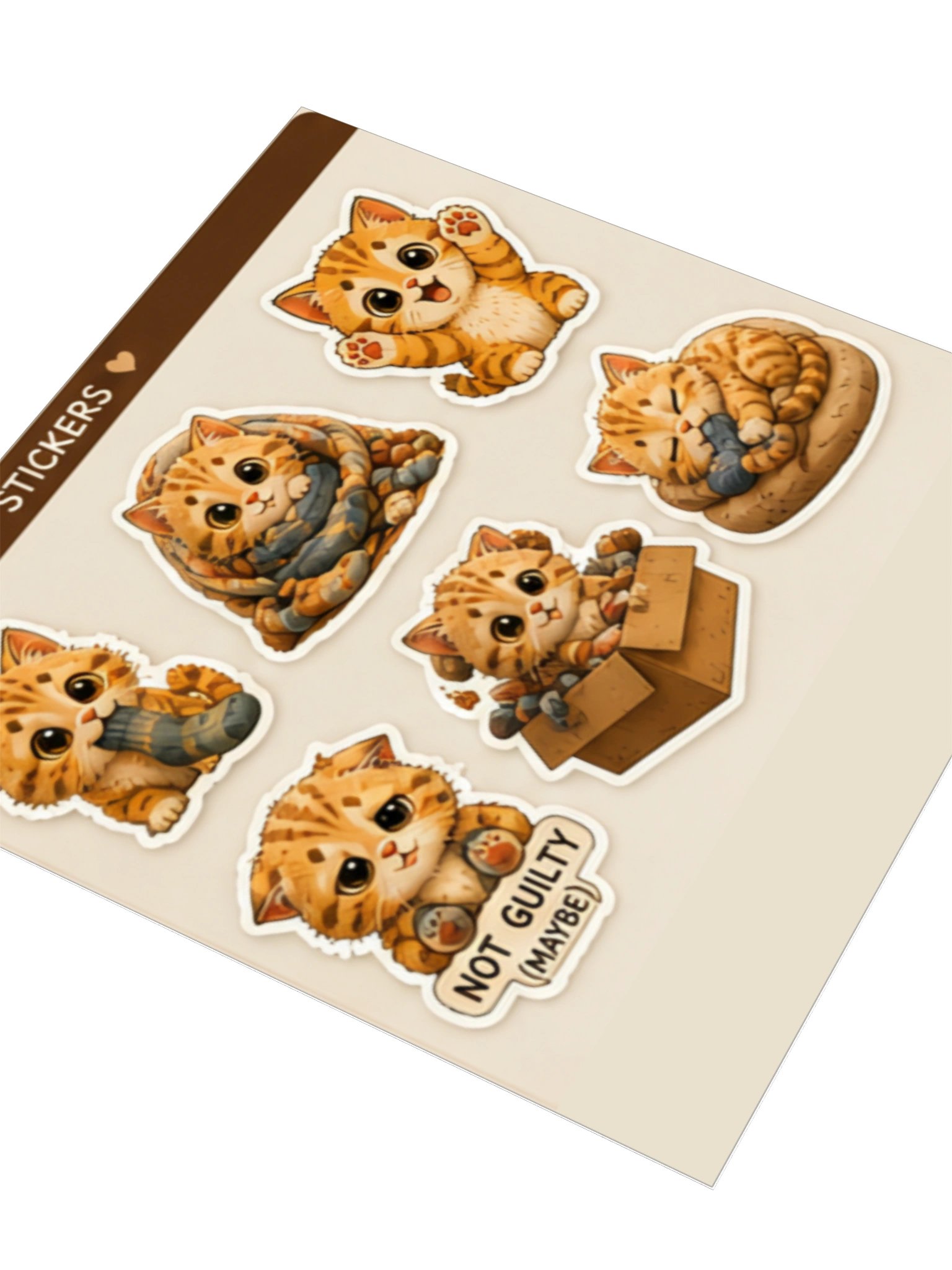 Beans Cute Orange Tabby Kitten Kiss Cut Stickers product image (3)