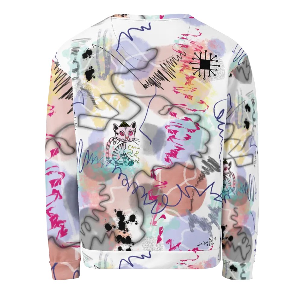 ScribbleWear 'PinkHat Cat' Unisex Art Sweatshirt product image (2)