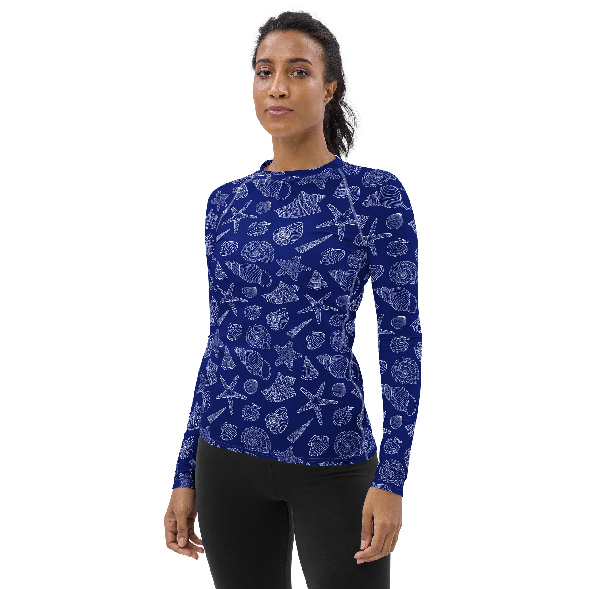 Coastal Ocean Shells Print Women's Rash Guard product image (3)