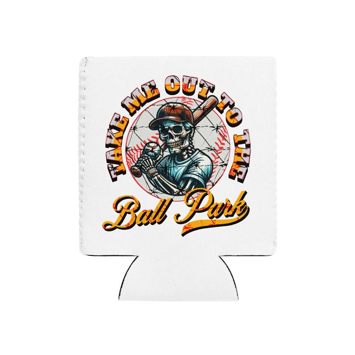 Take Me Out To The Ball Park Baseball Skeleton Slugger Can Cooler product image (1)
