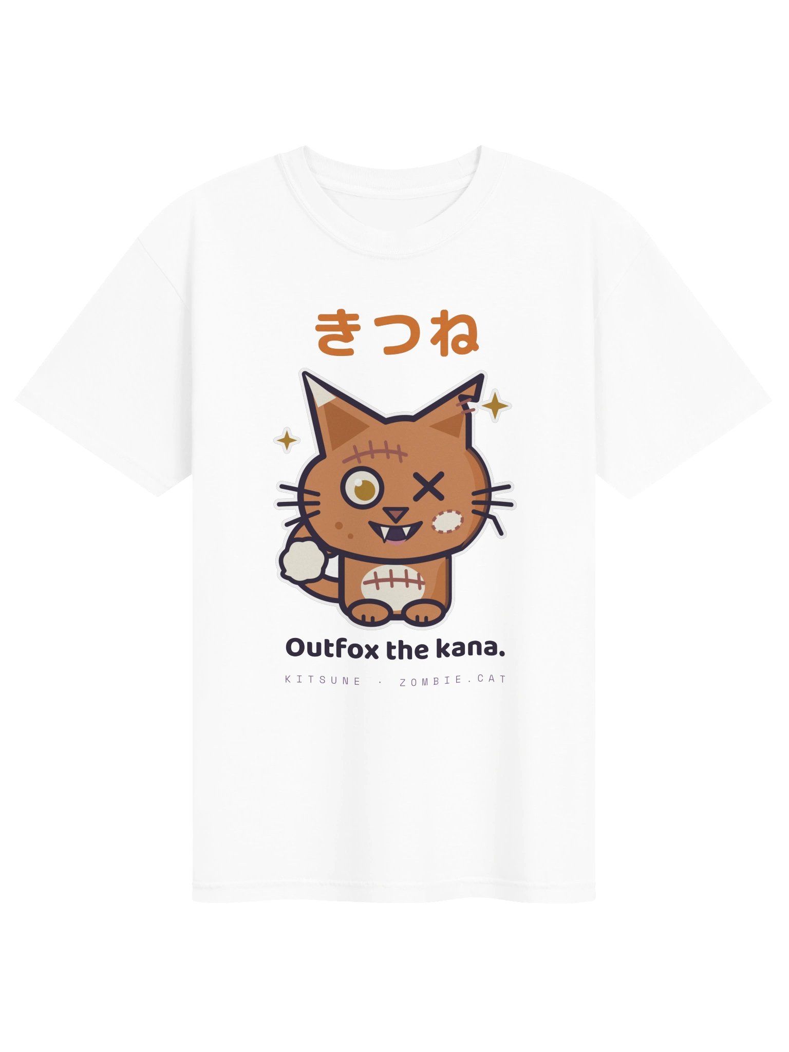 Kitsune Fox Zombie Cat White T-Shirt product image (1)