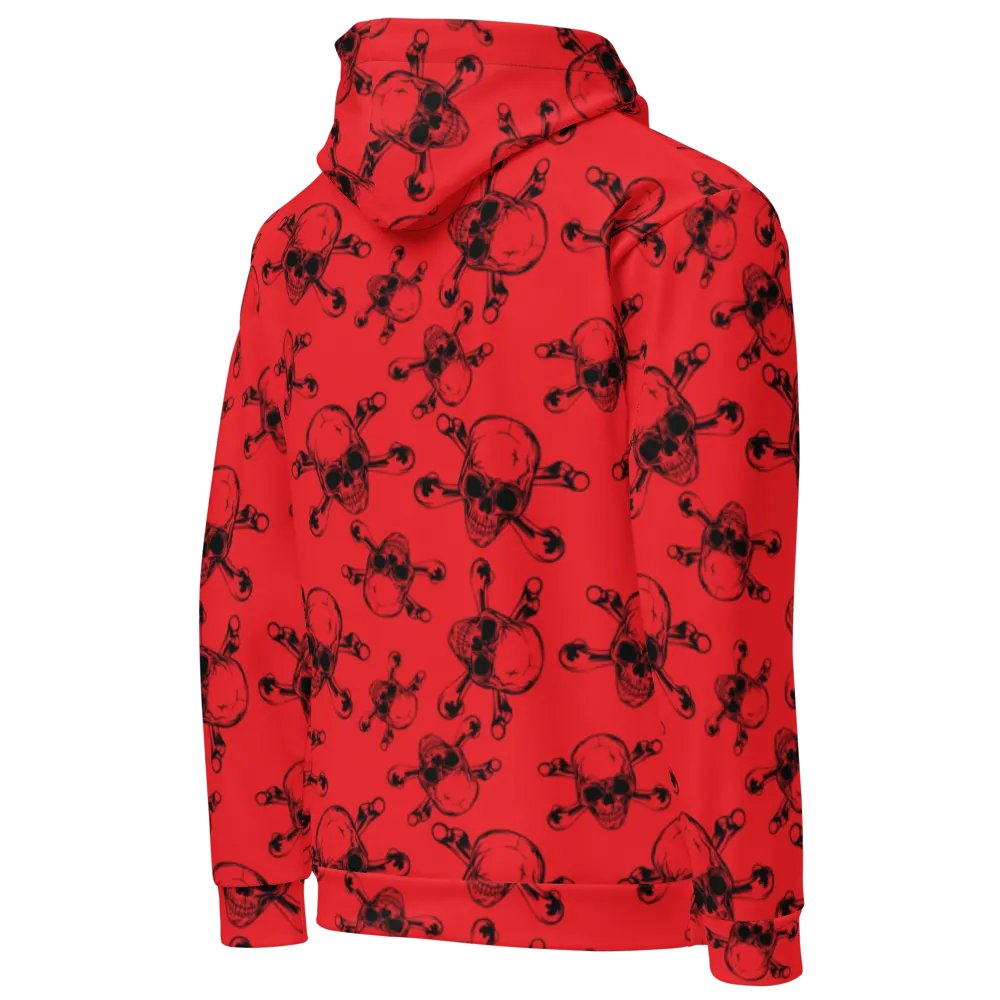 Skull & Bones - Red - All-Over Print Recycled Unisex Hoodie product image (8)