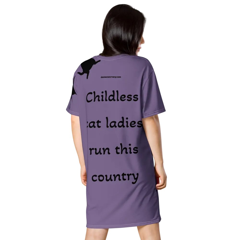 Childless Cat Ladies Run This Country Purple T-Shirt Dress product image (2)