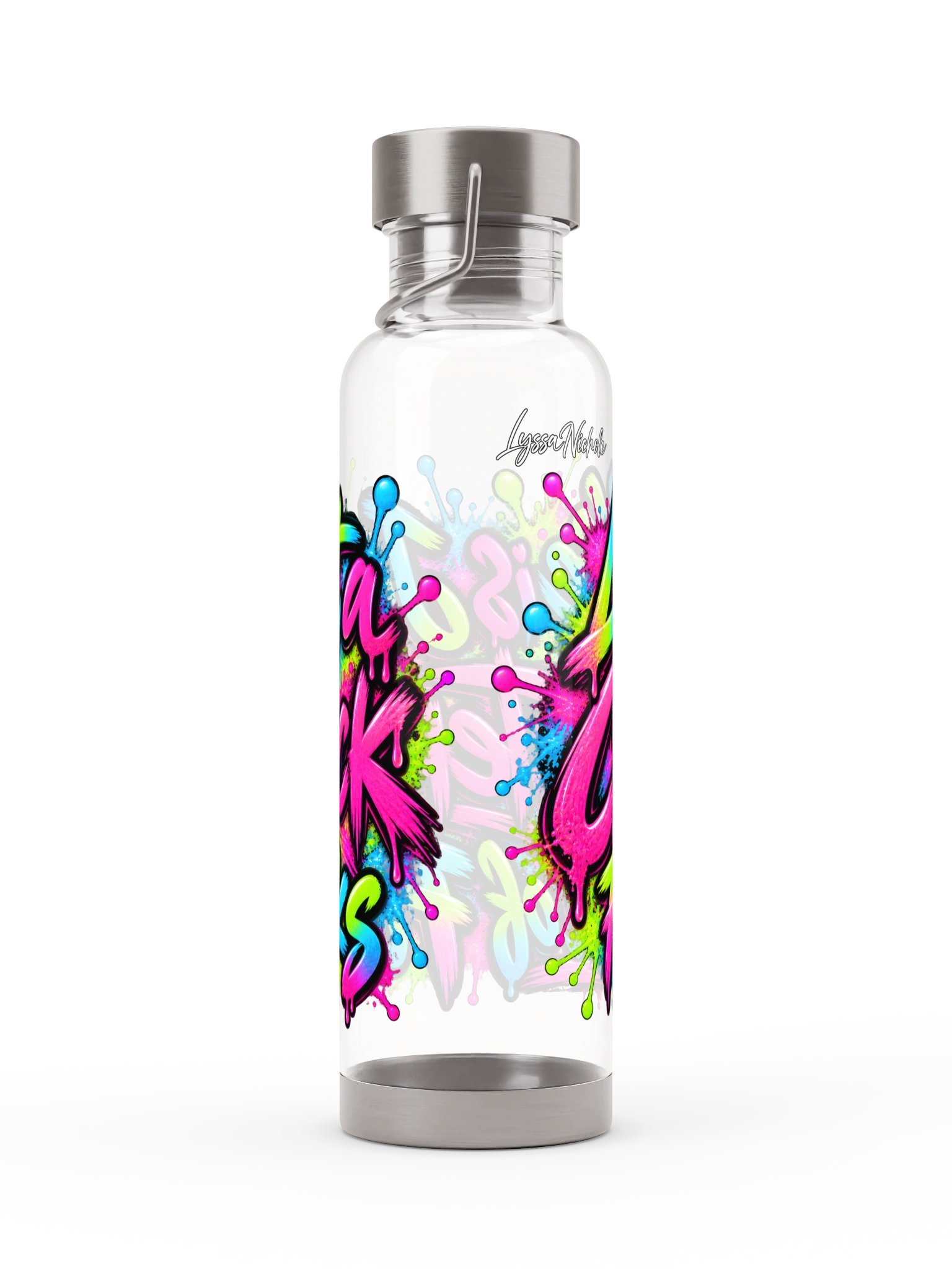 Neon Clusterfuck Graffiti Sports Bottle product image (4)