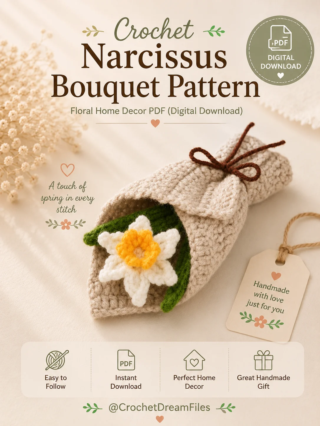 Crochet Narcissus Bouquet Pattern product image (3)