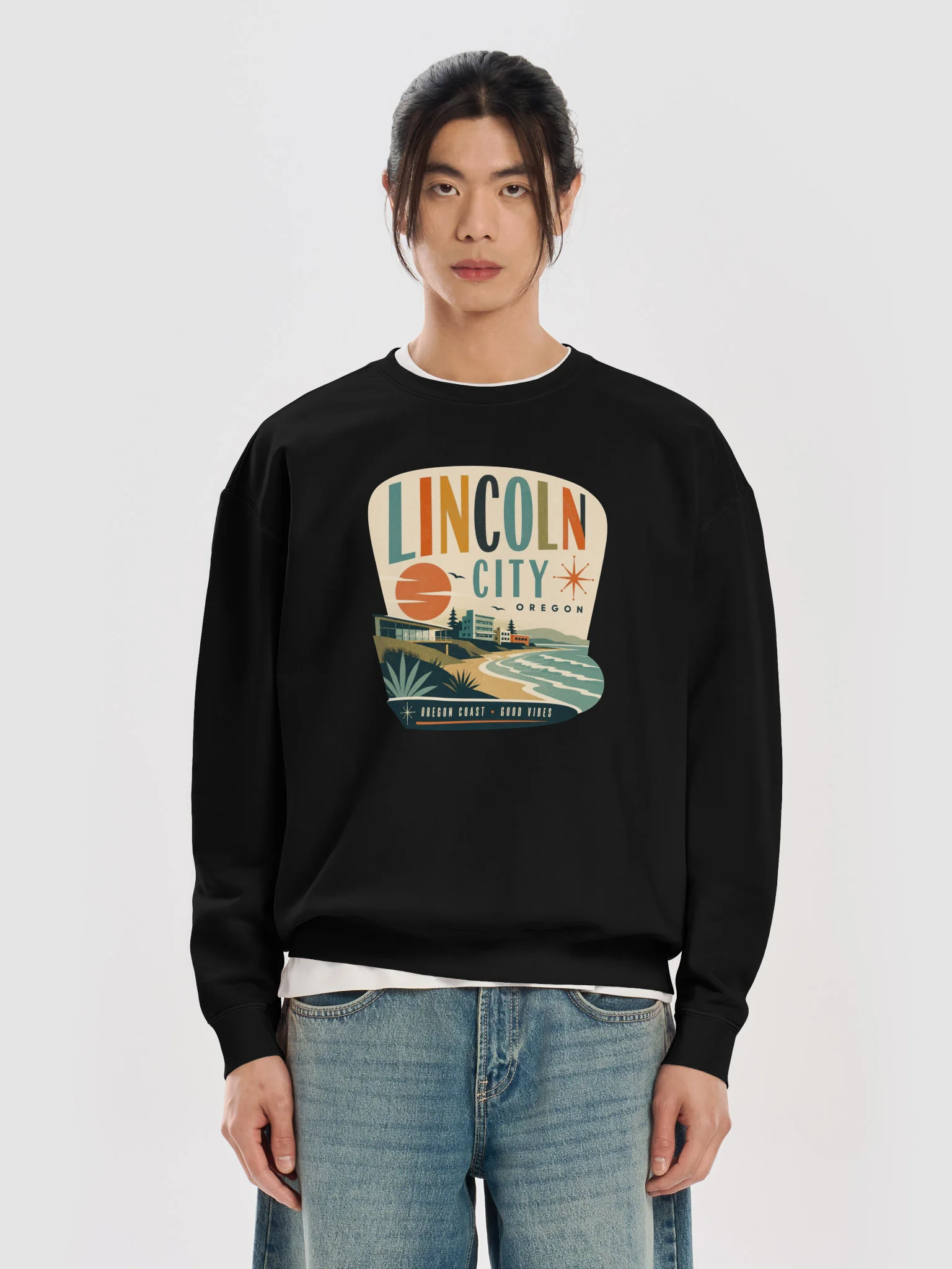 Lincoln City Oregon Coast Retro Crewneck product image (44)