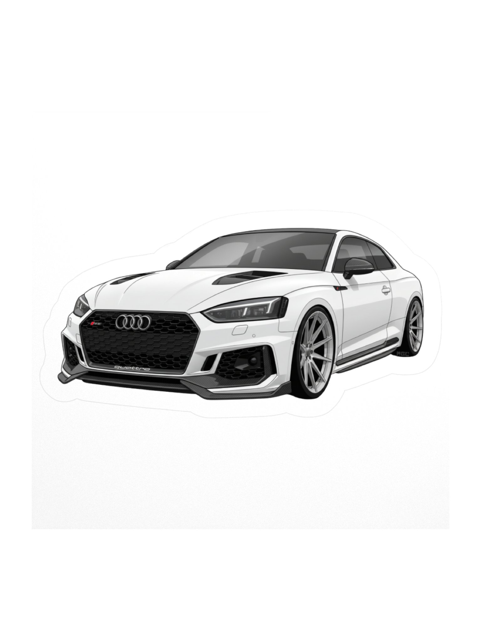 White Audi RS5 Sticker (Retro, Sketch, Silhouette) product image (1)