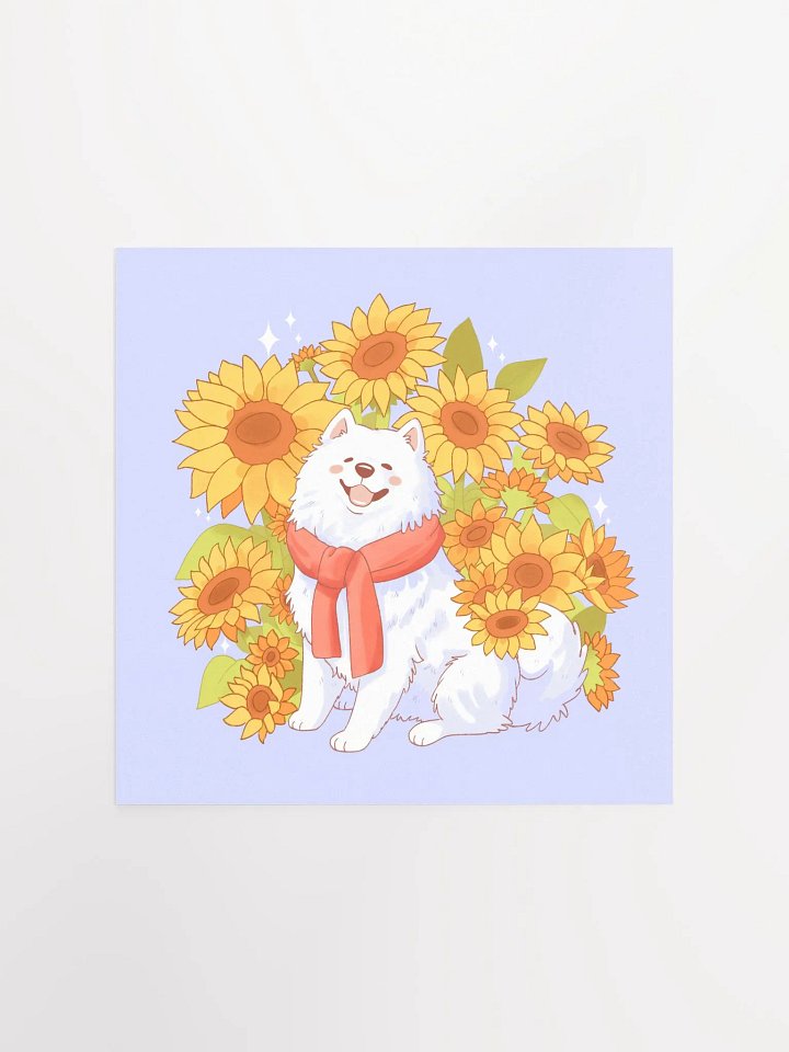 Cheerful Samoyed and Sunflowers Poster product image (3)