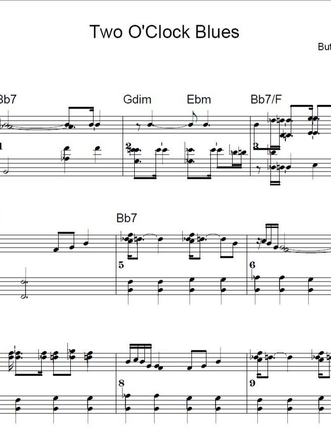 Two OClock Blues - Blues piano - Piano sheet music product image (1)