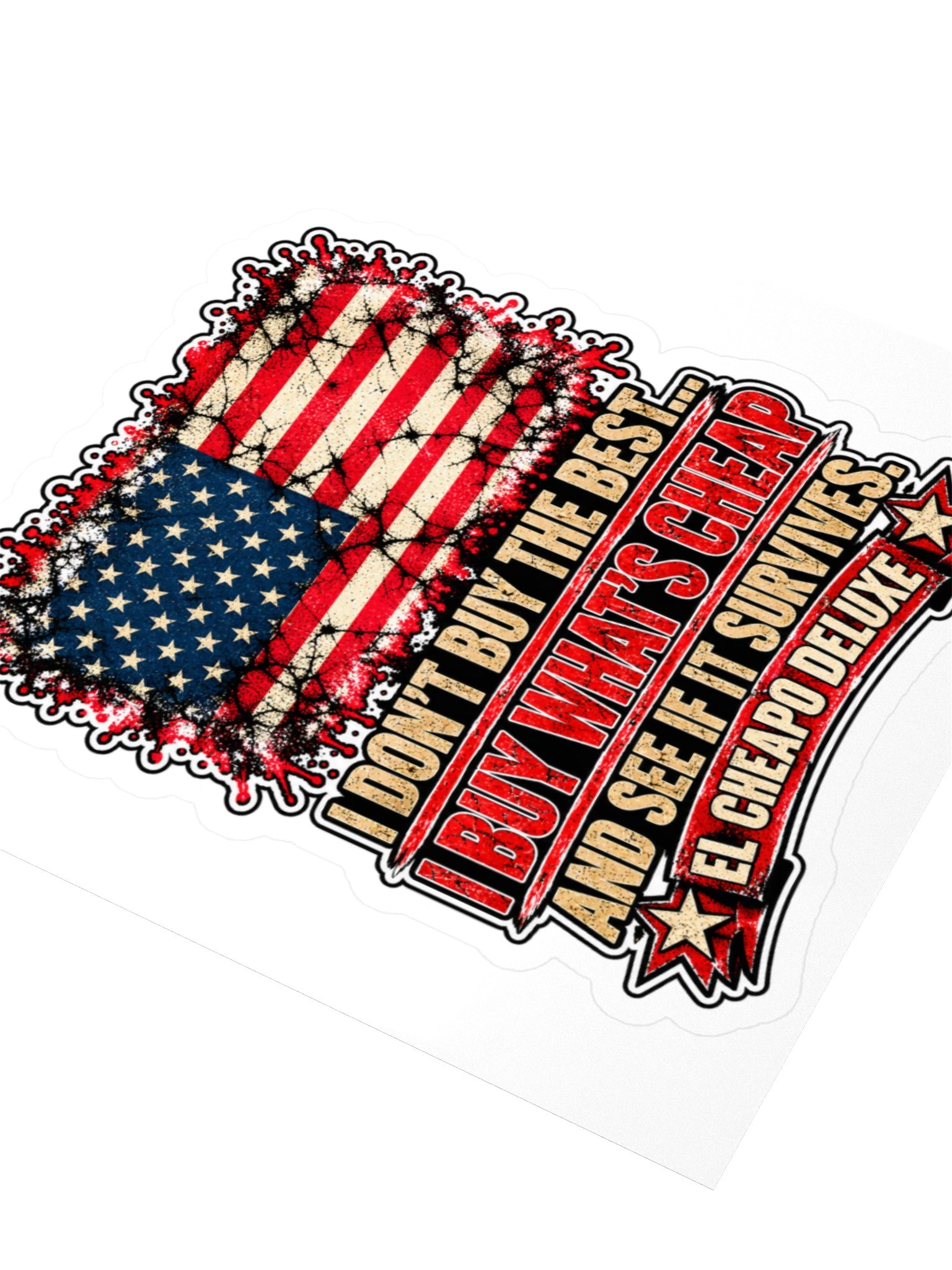 El Cheapo Deluxe Grunge Flag Kiss Cut Sticker product image (8)