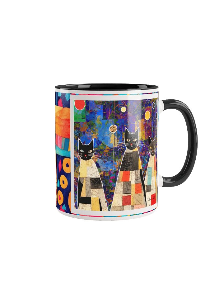 Whimsical Patchwork Cats Ceramic Mug product image (1)