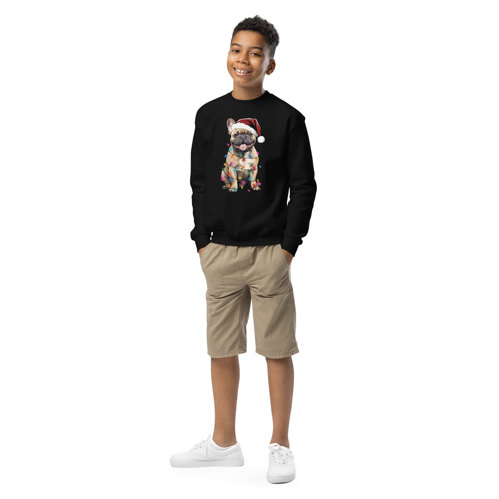 Funny Christmas French Bulldog(Fawn) Youth Sweatshirt product image (1)