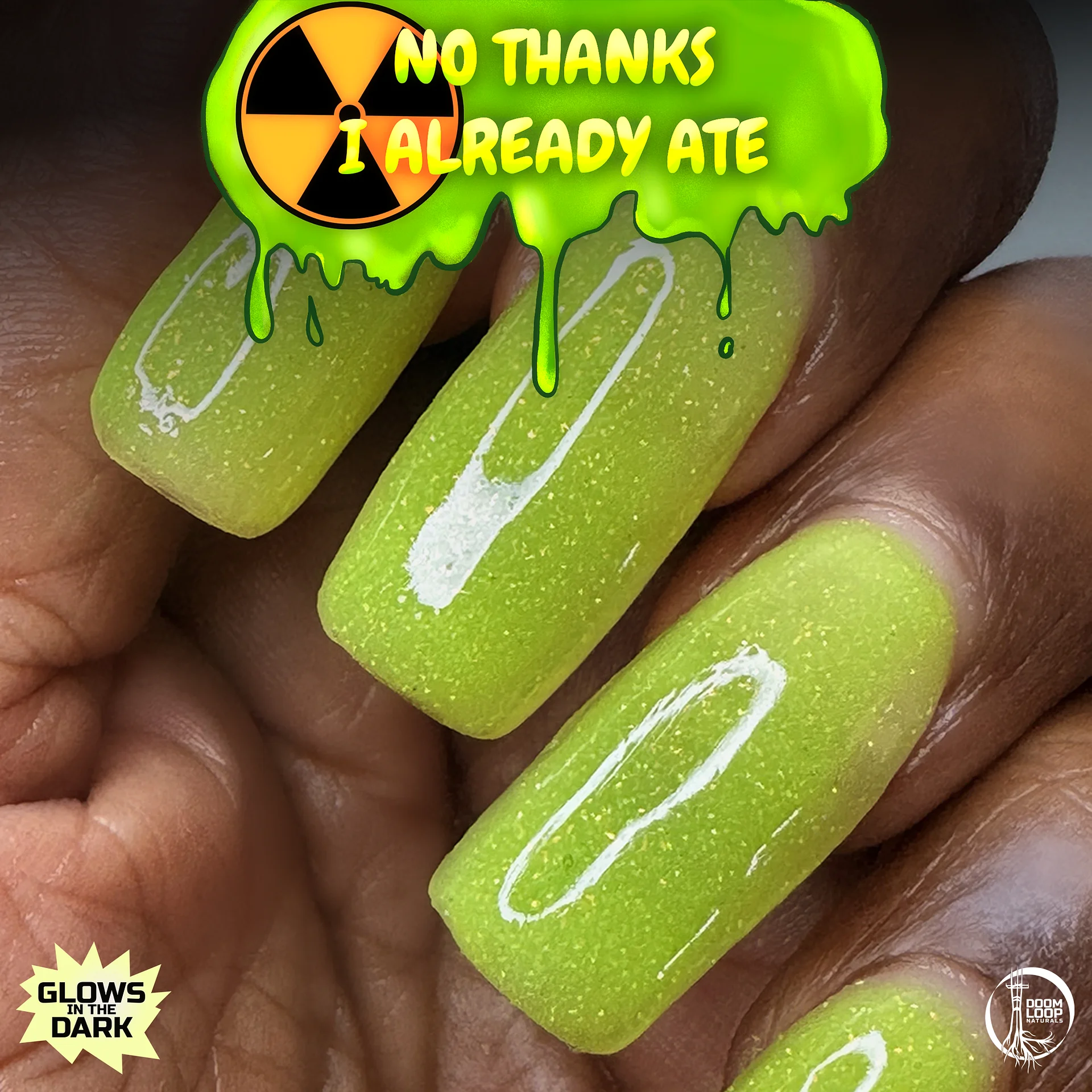 NO THANKS I ALREADY ATE - Neon Yellow-Green Glow-In-The-Dark Jelly Nail Polish product image (1)