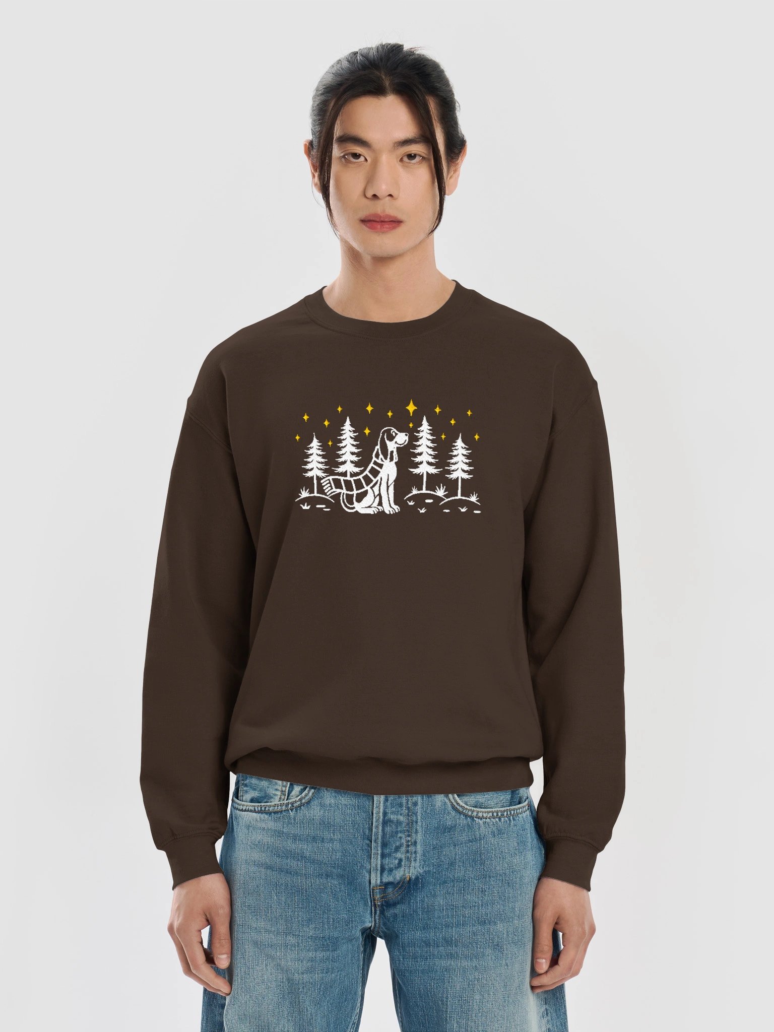 American English Coonhound Winter/Christmas Line Art Design Embroidered Sweatshirt product image (13)