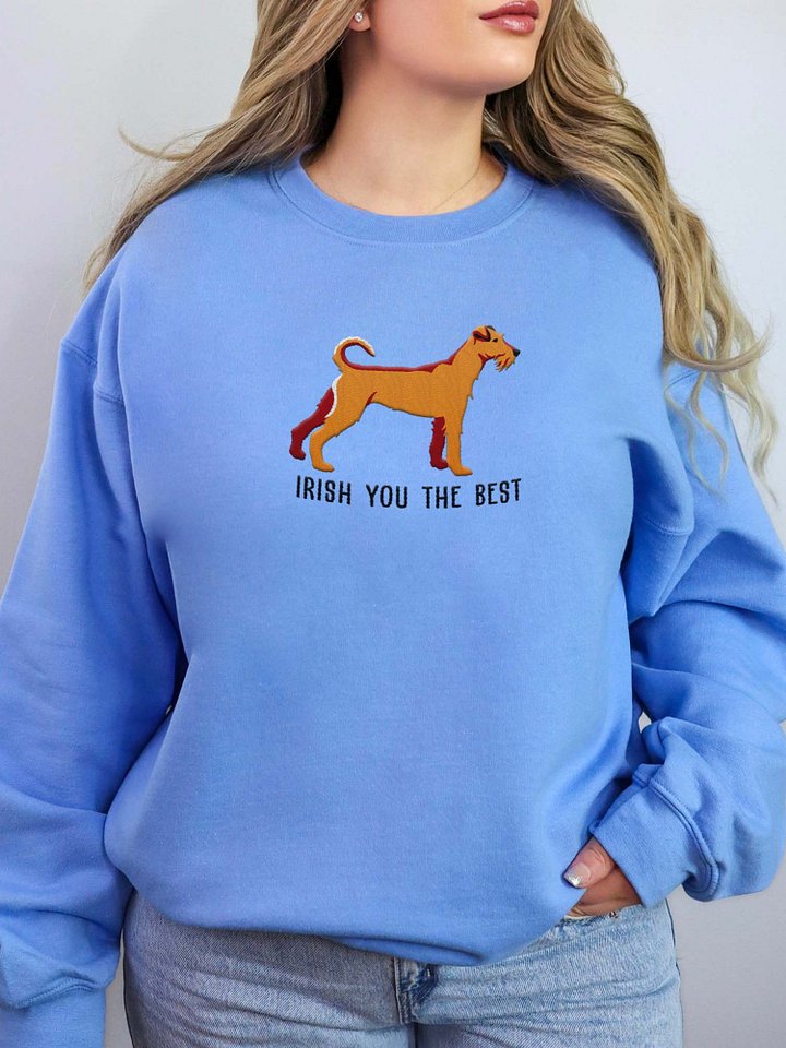 Irish You the Best Sweatshirt (Embroidered) of an Irish Terrier(Tan) product image (2)