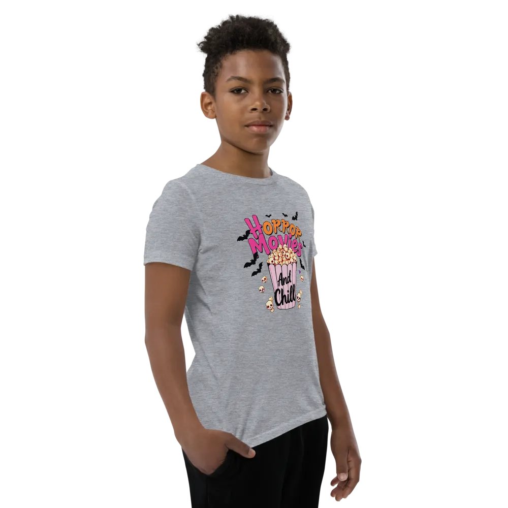 Horror Movies and Chill Popcorn Youth T-shirt product image (9)