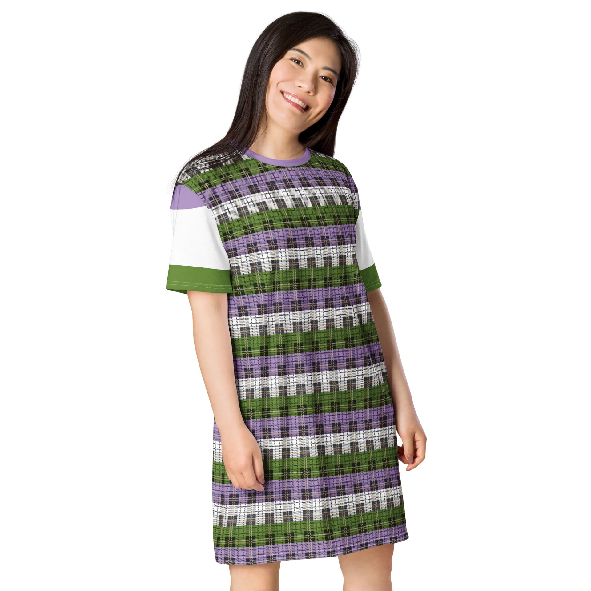 Genderqueer Pride Plaid T-shirt Dress product image (4)