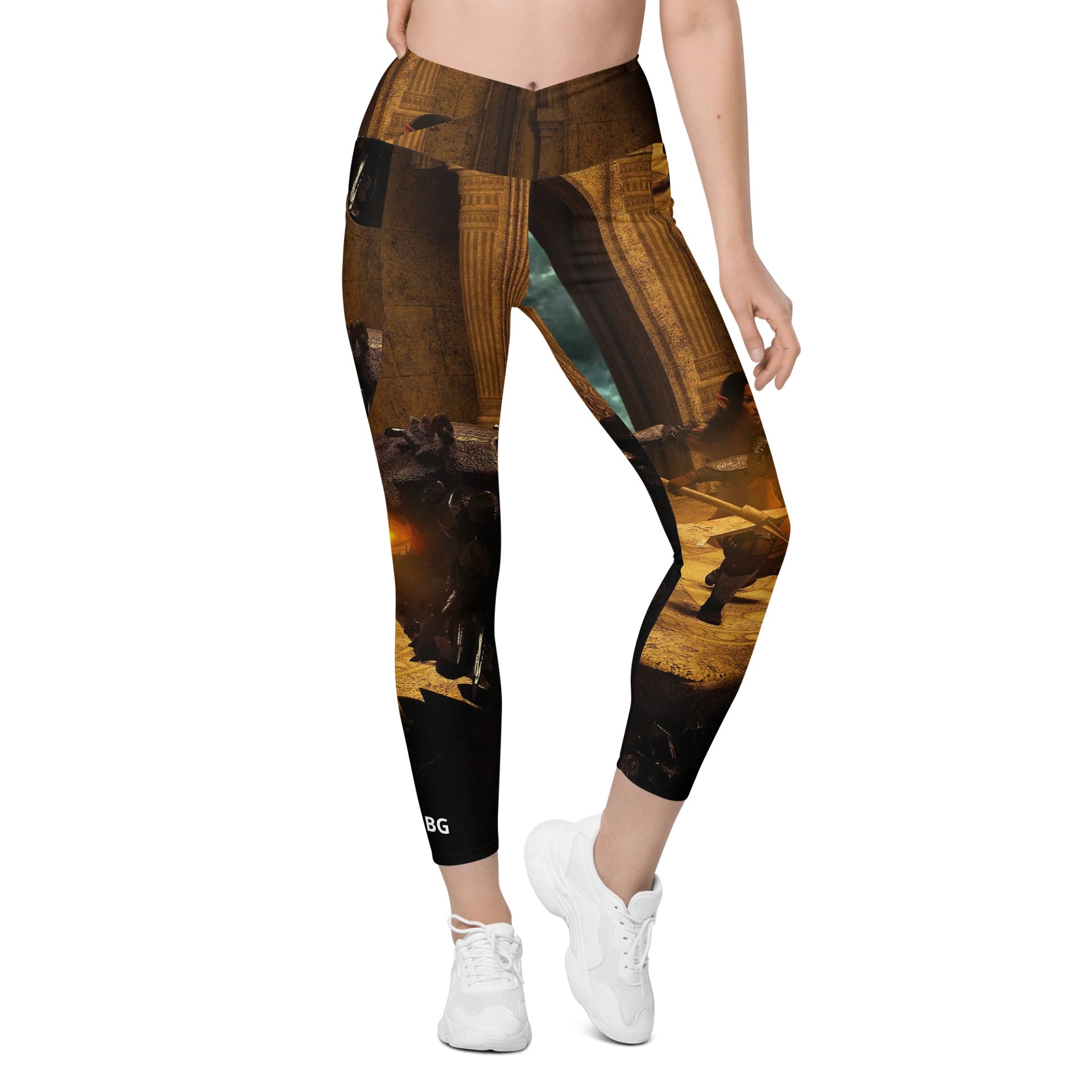 'Elven Stories - Warriors Cry Too' Crossover Leggings with Pockets product image (1)