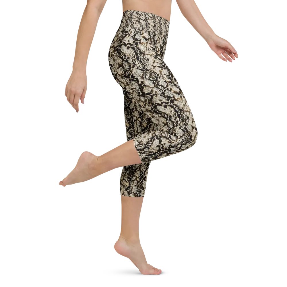 Beige Snake Pattern Capri Leggings product image (1)
