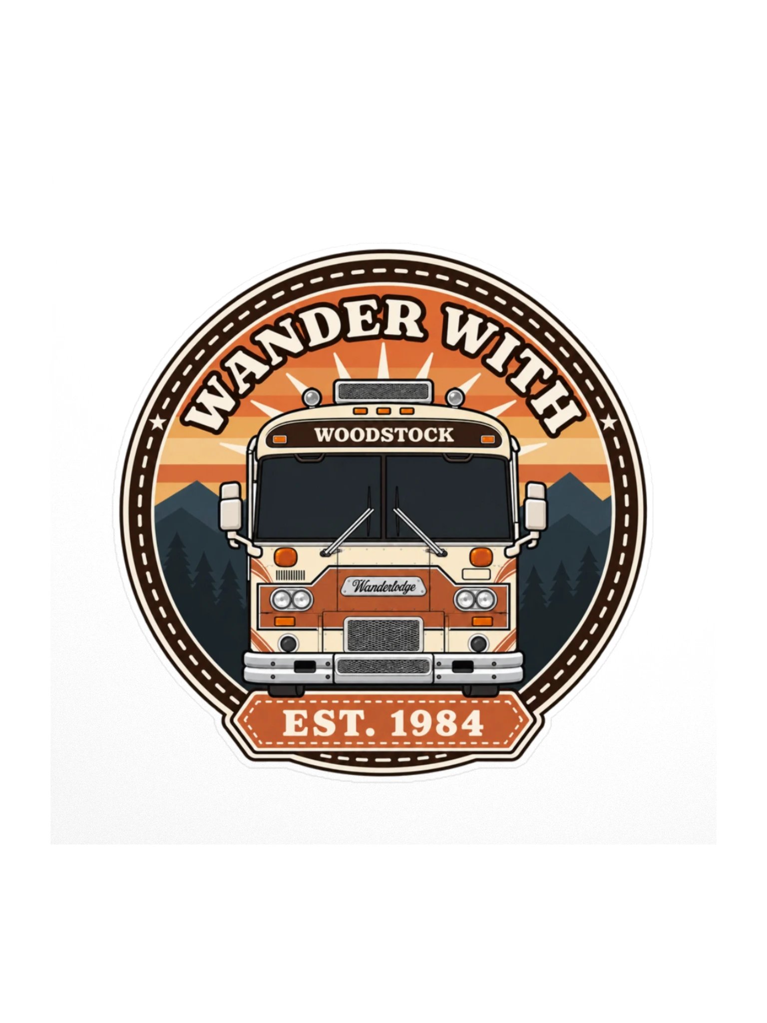 Woodstock Vintage Travel Patch Sticker — Dark Windshield product image (1)
