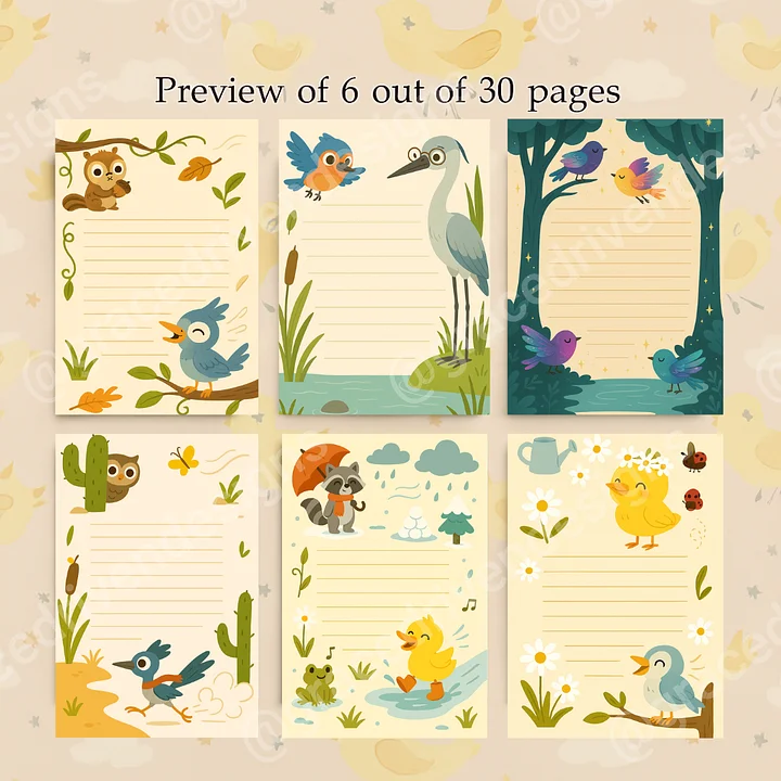 Kids' Birds-Themed Notebook | 30 Fun Pages + Freebies | Instant Digital Download product image (2)