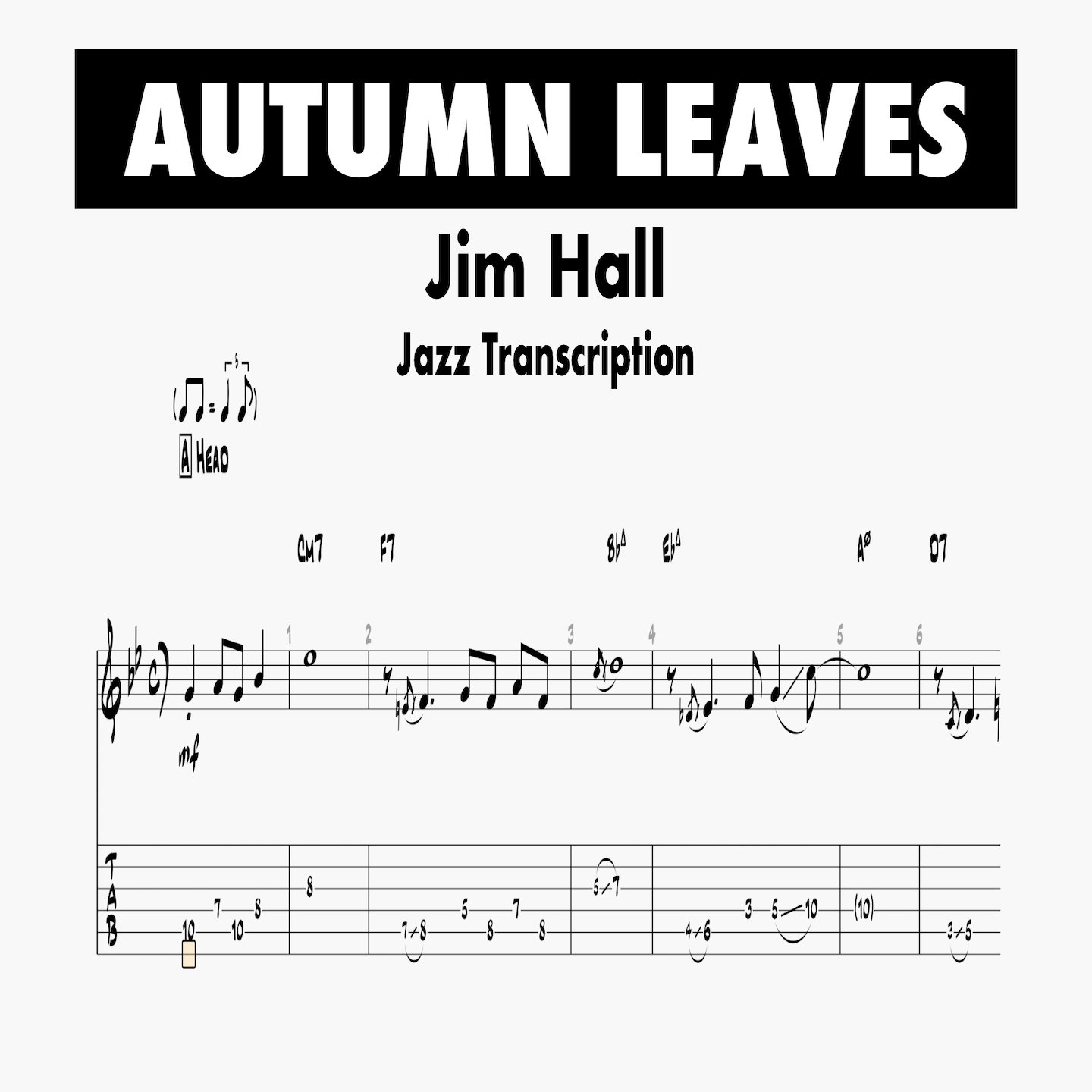 (Transcription PDF) Autumn Leaves - Jim Hall 1972, Alone Together product image (1)