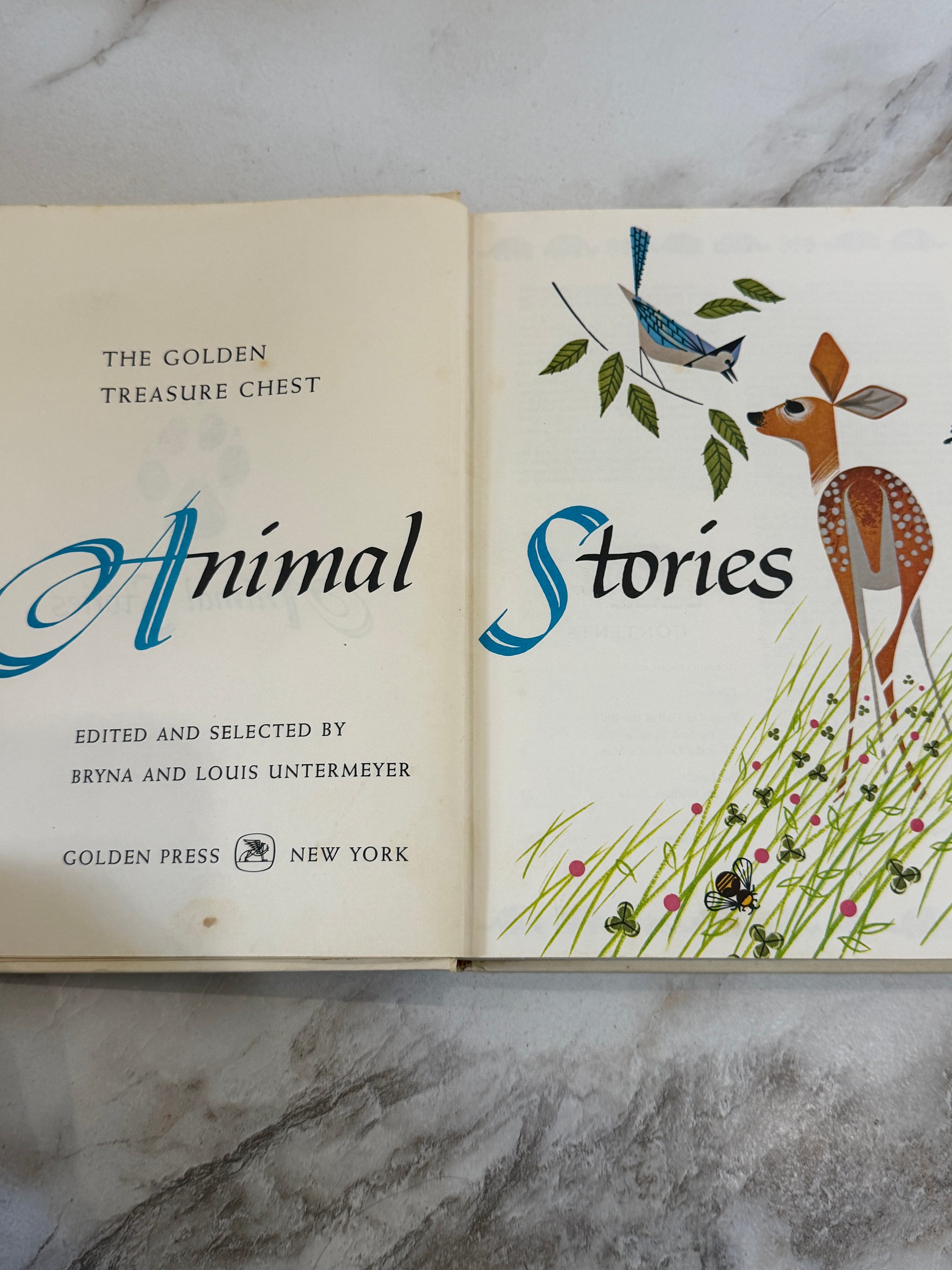 1968 Animal Stories | The Golden Treasure Chest | Bryna & Louis Untermeyer | Illustrated Vintage Hardcover product image (3)