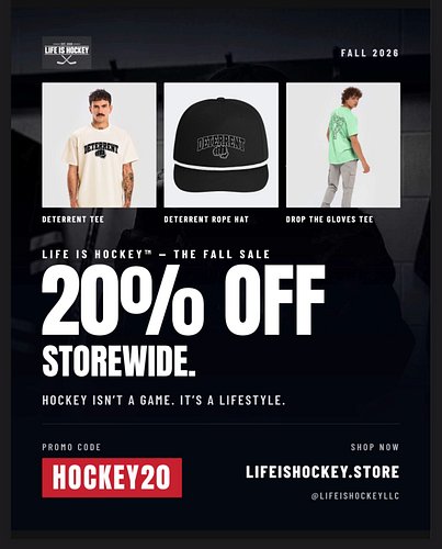 🏒 FALL SALE IS HERE! 🥊

Take 20% OFF storewide on all
Life Is Hockey™ gear!

Use code HOCKEY20 at checkout.

⏰ Sale ends Nove...