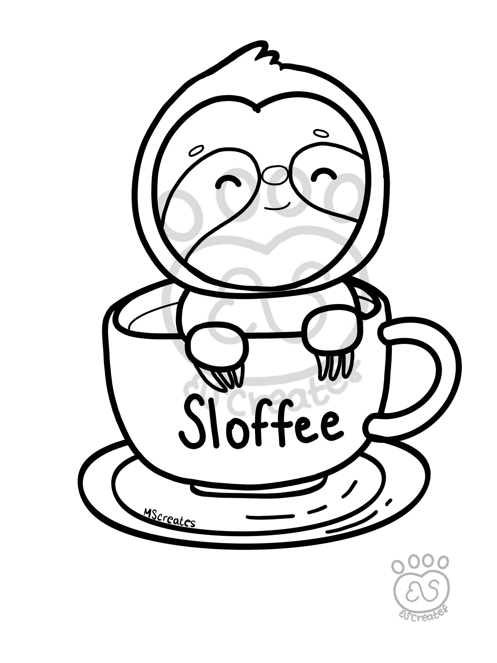 Sloth- mental health coloring page product image (3)