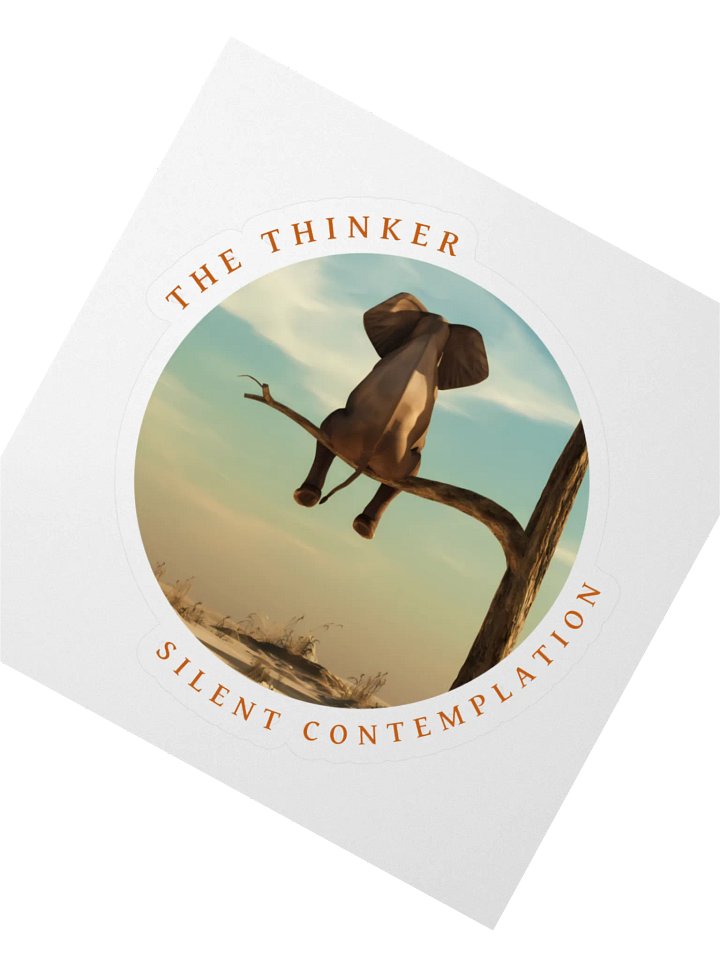 The Thinker Elephant Kiss Cut Sticker product image (2)