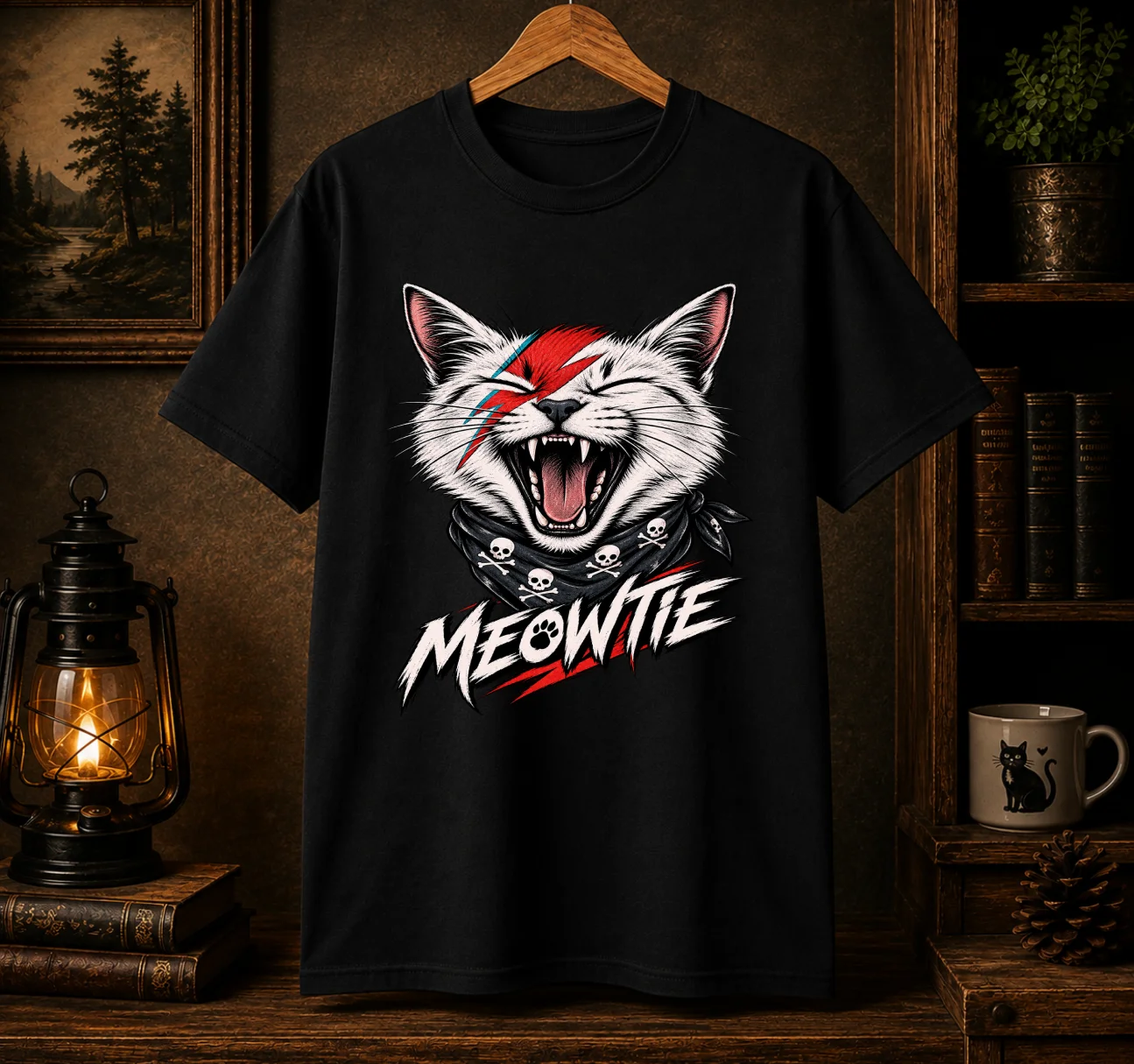 Vintage Rock Cat Graphic Tee | David Bowie Inspired Meowie Shirt product image (1)