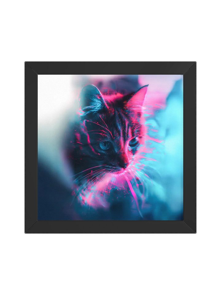 SOCIOGRAFICO // NEON_FELINE: Glitch Reality Framed Art product image (2)