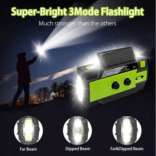 4000mAh Emergency Crank Solar Radio - Multi-Function Weather Power Bank/Flashlight product image (2)