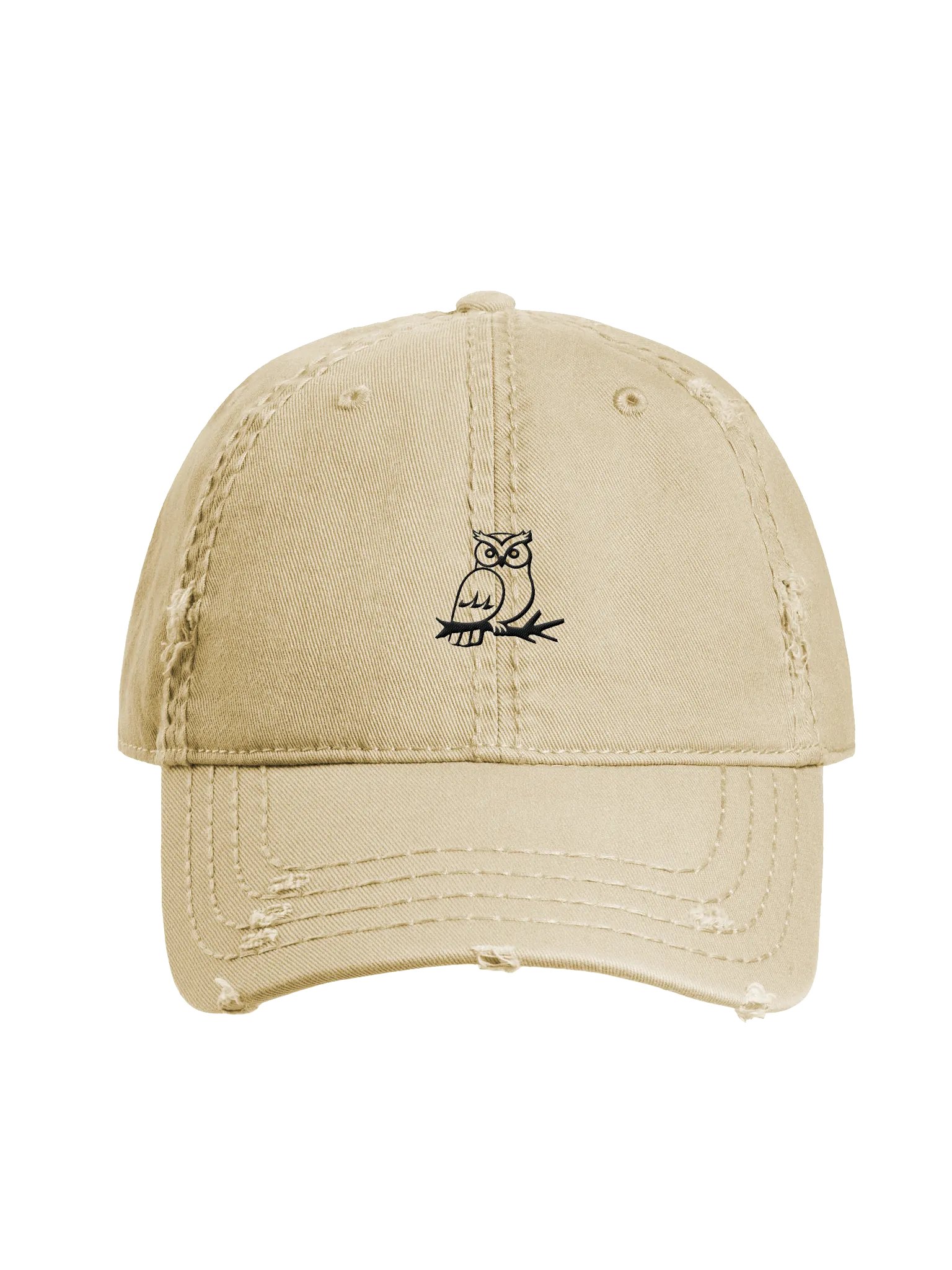 Stitched Black Owl Distressed Hat product image (1)