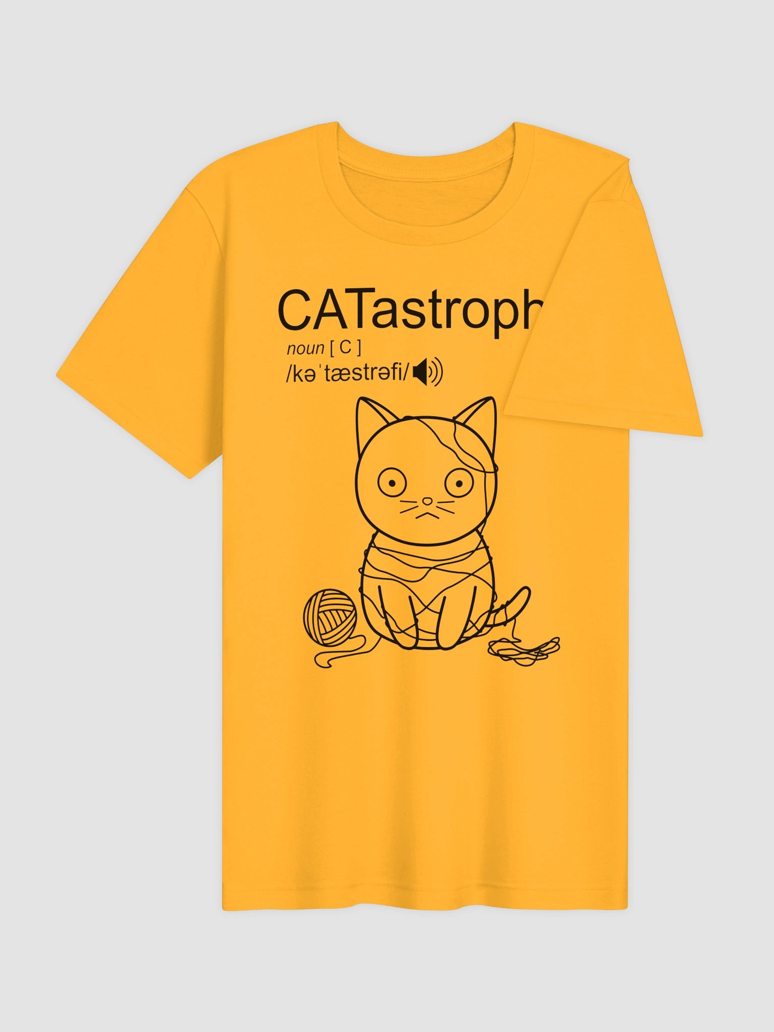 CATastrophe (Cat with Yarn - Black Print) - Unisex Adult Super Soft Lightweight T-shirt product image (3)
