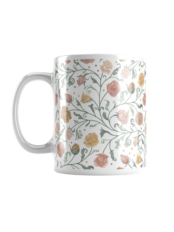 White glossy mug magical garden of renaissance. Elegant floral coffee mug for art lovers product image (1)