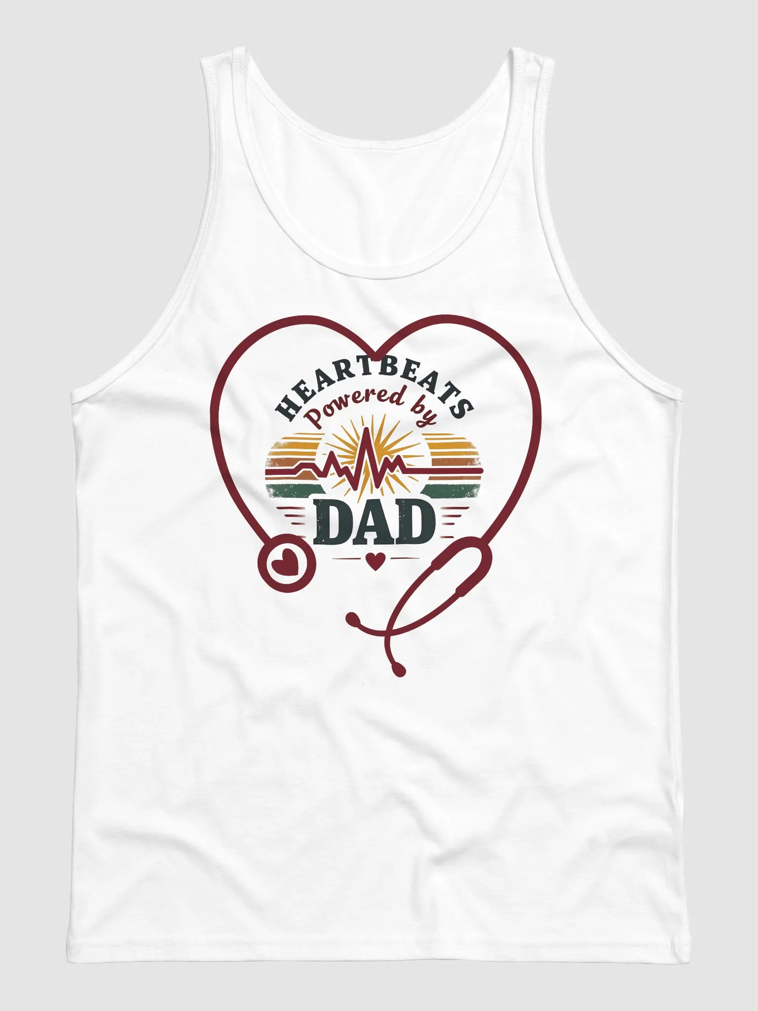 stethoscope heart, ekg Heartbeats Powered by Dad Tank product image (2)