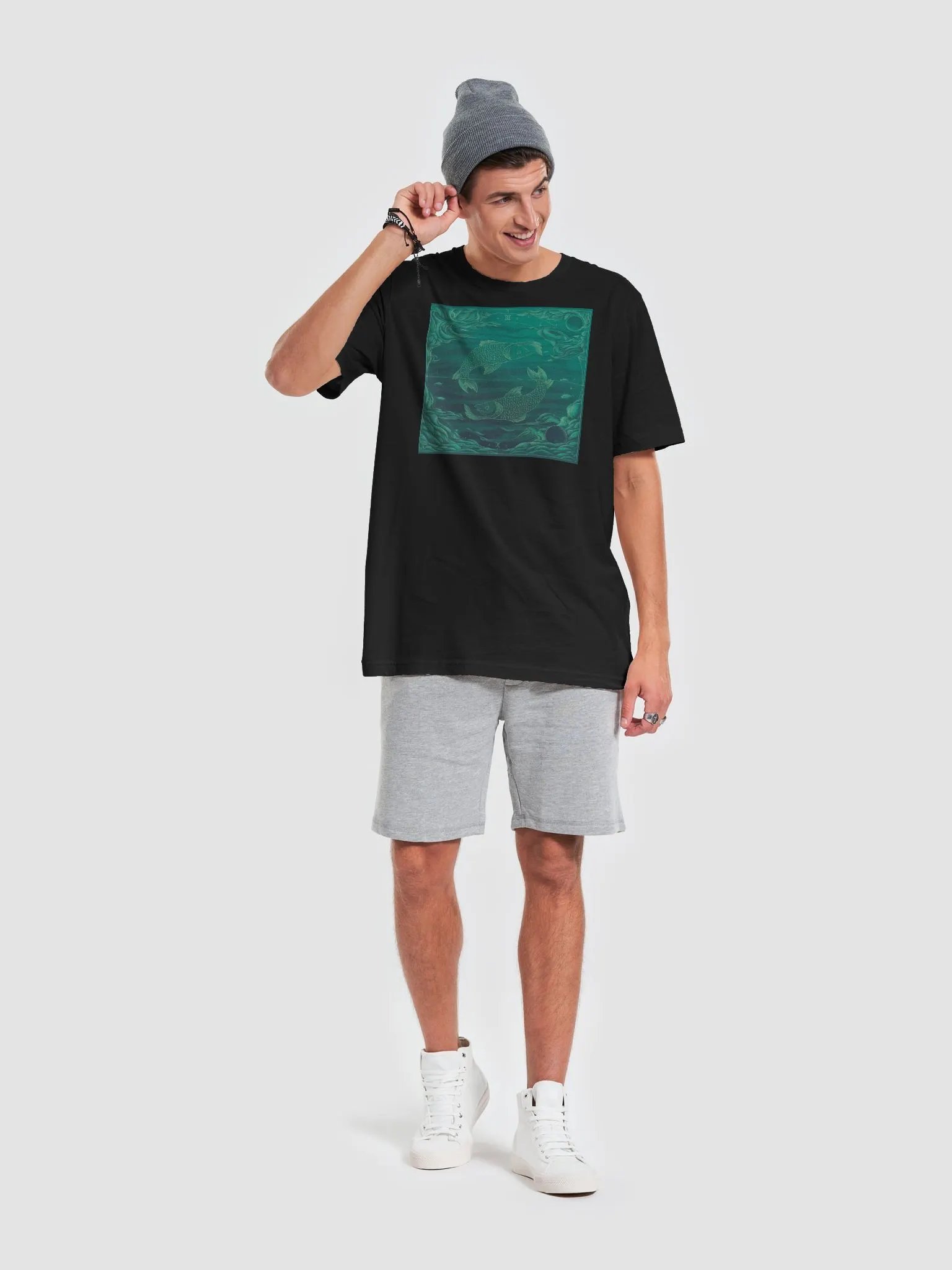 Pisces Zodiac Unisex Supersoft T-Shirt with Celestial Underwater Design product image (2)