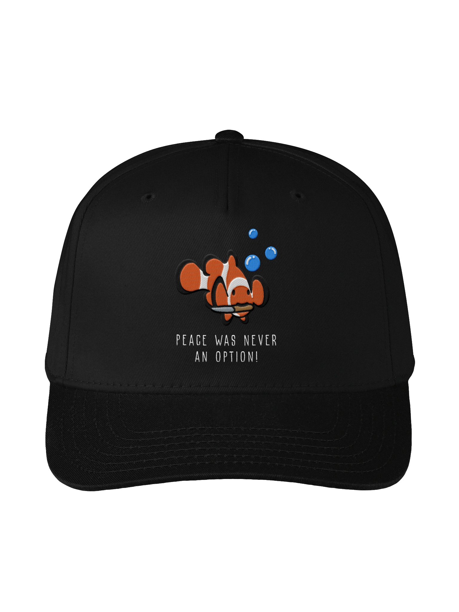 Peace Was Never an Option Clownfish Embroidered Baseball Cap | Funny Reef Fish Hat for Saltwater Aquarium Lovers product image (1)