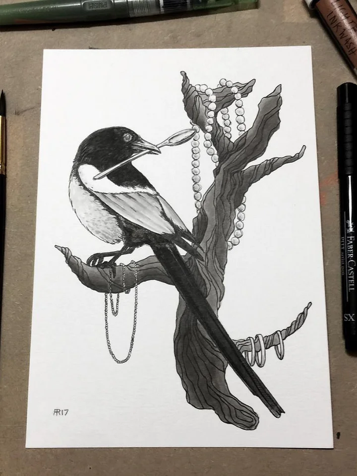 original painting : magpie product image (1)